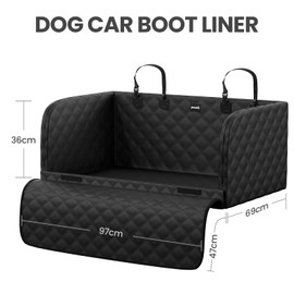 Pecute SUV Cargo Liner for Dogs, Water Resistan Pet Trunk Cover with Soft Cushion, Non-Slip Dog Back Seat Mat for SUVs Sedans with Bumper Flap Protector, Padded, Black