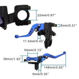 GOOFIT 22mm Blue Universal Motorcycle Brake Clutch Lever Handlebar Brake Master Cylinder Reservoir Brake Levers Set Replacement for Dirt Bike Scooters