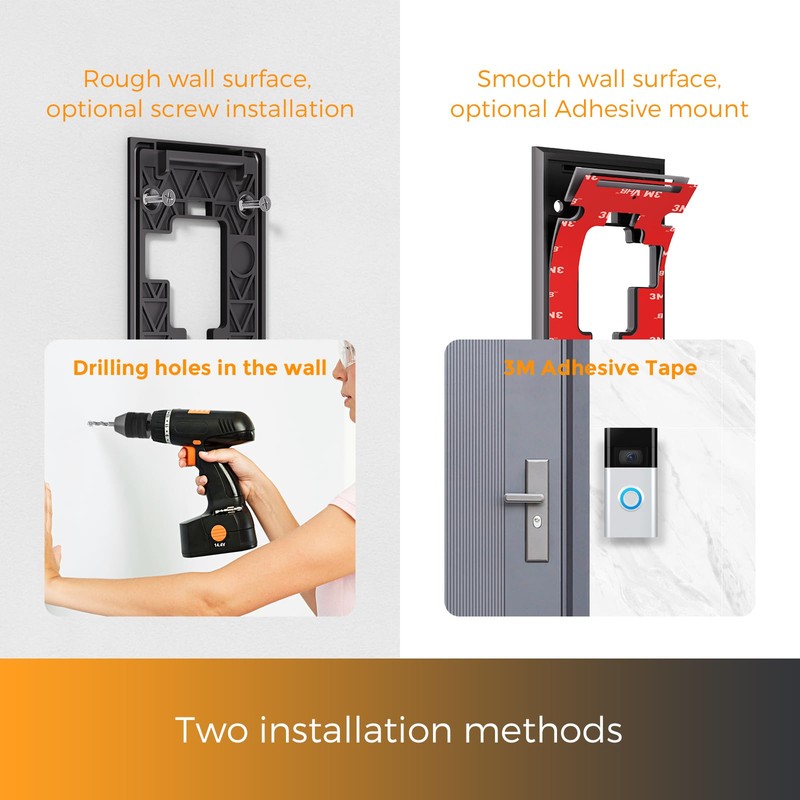 No-Drill Adhesive Doorbell Mount for Ring Battery Doorbell (2020 Release)