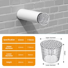 vsshe Stainless Steel Gutter Guards, 90-110mm Metal Downpipe Leaf Guard Gutter Downspout Guard, Down Pipe Leaf Strainer Gutters Screen Covers to Stops Leaves Debris Moss Mud, Prevent Drain Blockages