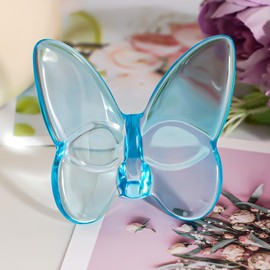 HOgardenME Glass Crystal Butterfly Ornaments Home Decoration Crafts Holiday Party, for Crystal Butterfly Figurines, Flying Butterfly Collectible Home Ornament Decor (Light Lake Blue)
