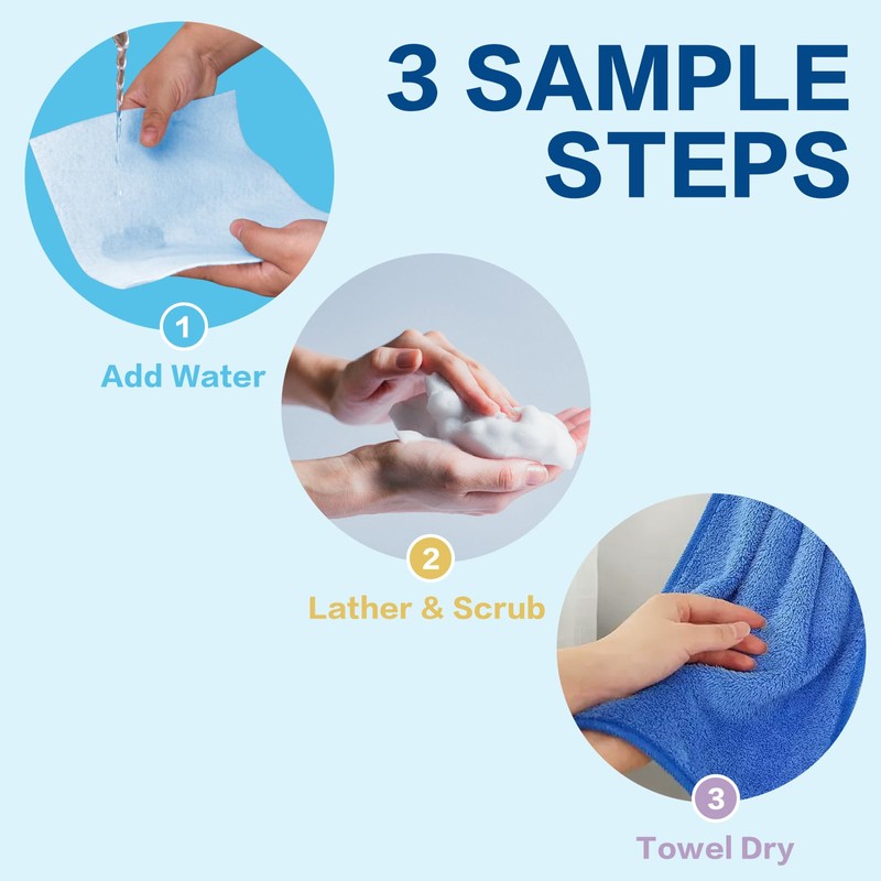 Disposable Rinse Free Bath Sponges, No Rinse Bathing Wipes for