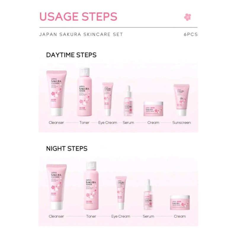 Set Skincare Japan Sakura 6 Pzs Piel Joven Y Radiante