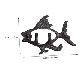 KONTONTY Farmhouse Cast Iron Fish Hook Durable Wall Mounted Coat Hanger for Garden Patio Versatile Beach Themed Key Hat Organizer Effortless Installation Antique Style Decor