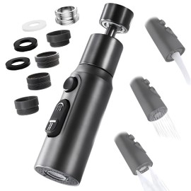 LUBEKAS Wasserhahn Aufsatz Schwenkbar, 360 Drehbarer mit 3 Modi Multifunktionaler Wasserhahn Luftsprudler, Wasserhahn Verl?ngerung mit 2 Sprhfunktion, Wassersparer fr Wasserhahn Brause Kche Bad (Schwarz)