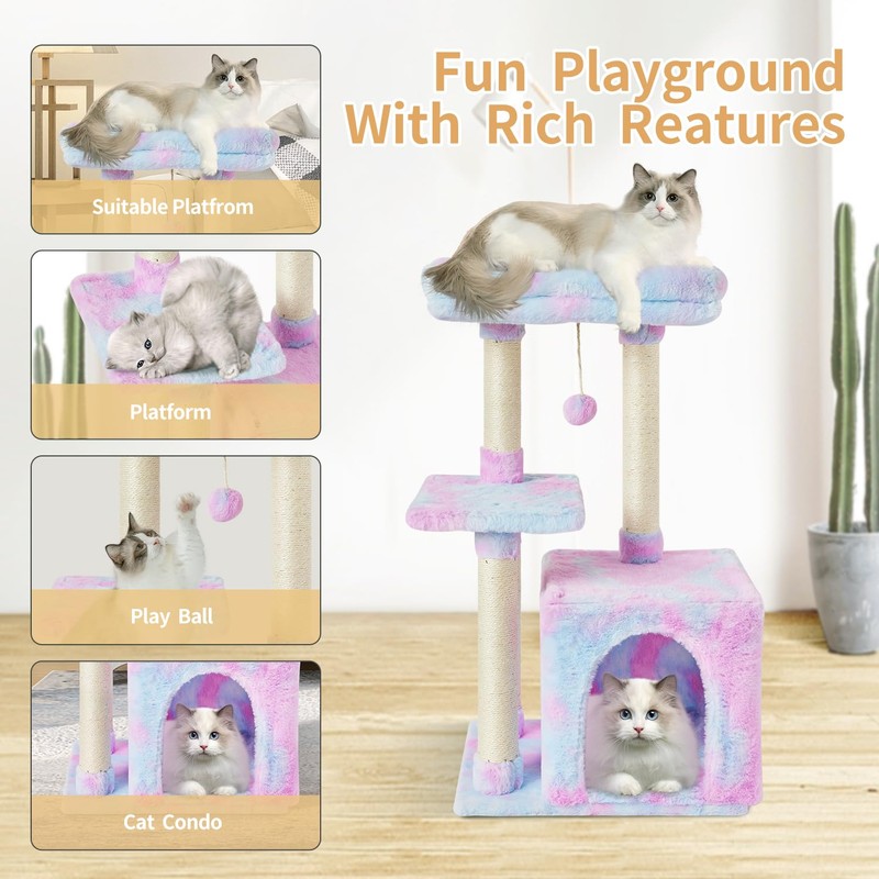 FISH&NAP Cute Cat Tree Kitten Cat Tower for Indoor Cat