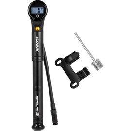 GORIX (GX-MPE320-2) Portable Pump, Bicycle, High Pressure, 320 pis, Digital Gauge, Air Pressure Gauge, Presta Type, US Compatible, Ball Needle Included, Road Bike, Mini Pump (GX-MPE320-2),