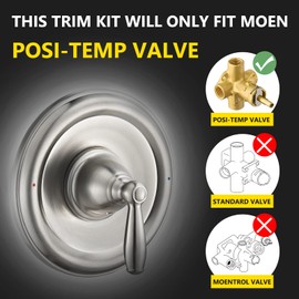 Pressure Balancing Tub and Shower Trim Kit, Compatible with Moen Posi-Temp Valve, Brushed Nickel
