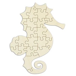 Kopierladen Karnath GmbH Wooden Puzzle "Seahorse" for Painting and Decorating, 23 Pieces, Approx. 28.5 x 22 cm, Blank Puzzle Made of Untreated Wood