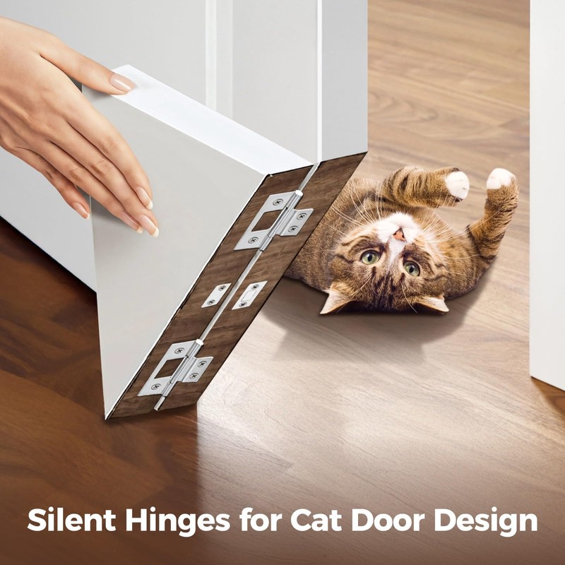 4 PCS Cat Door Silent Hinges with 4 Pcs Kitty