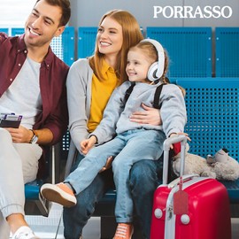 PORRASSO Luggage Tags Baggage Labels with Adjustable Strap Suitcase ID Tag Set Travel Accessories Luggage Identifier ID Labels for Men Women Red