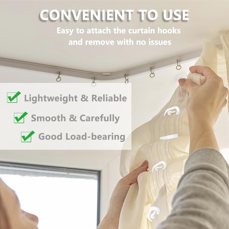 YOFASEN Curtain Hooks Plastic White - Premium & Heavy Duty