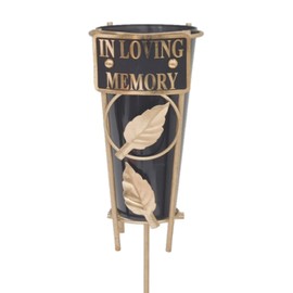 Widdle Gifts Ltd Black Graveside Memorial Flower Vase with Gold Stand - In Loving Memory 1867