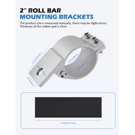 2Inch Led Tube Clamp Mounting Brackets, Roll Bar Mounts for LED Light Pods Fits for Bull Roll Bar Rack Front Rear Bumper, Silver