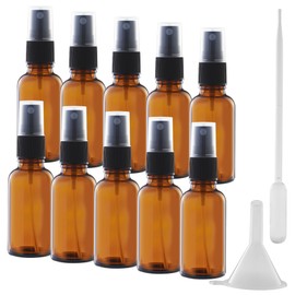 DUBUOZA 10 Stück Braunglas Sprühflasche, 30 ml Sprühflasche Klein Glas, Braun Sprühflasche Glas mit Trichter und Tropfer zum Befüllen von ätherischen Ölen, Parfüm, Hautpflege, für Massagen und Reisen