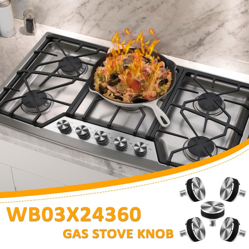 MIFLUS WB03X24360 Gas Stove Knob Stainless Steel Compatible for G-E