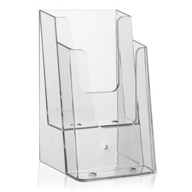 VITAdisplays Flyer Stand DIN Long (DL), DIN A6 (Postcard), 2 Levels, Transparent