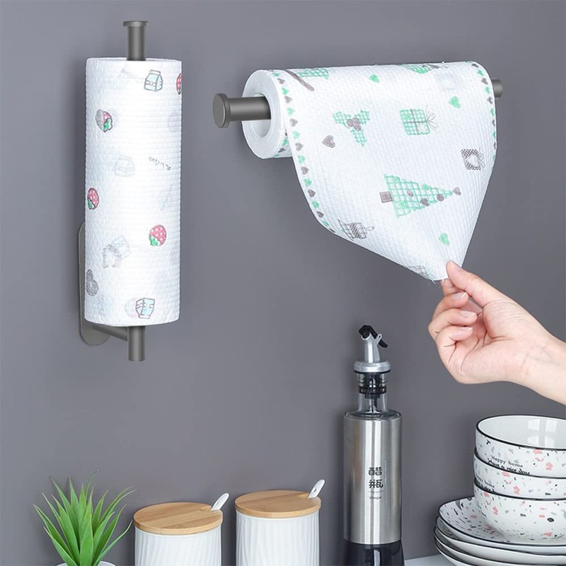 Grey Paper Towel Holder Under Cabinet Wall Mount