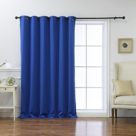 Best Home Fashion Wide Width Thermal Insulated Blackout Curtain - Antique Bronze Grommet Top - Royal Blue - 80" W x 96" L - (1 Panel)