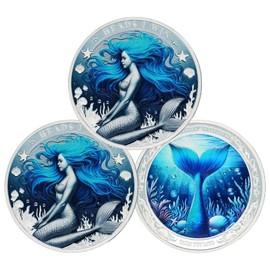 F4godwar 3Pcs Mermaid Sobriety Challenge Coin - Inspirational Sobriety Token - Recovery Medallions for NA and AA - Encouragement for a Clean Life - Gifts for Men and Women Celebrating Sobriety