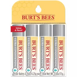 Bert Bees 버트 비즈 립밤 보습 케어 100 천연 성분 시어 코코아 코쿰 버터로 울트라 컨디셔닝 4팩 [Shea + Aloe] Burt's Bees Lip Balm Moisturizing Care 100% Natural Ingredients Ultra Conditioning 4-Pack with Shea + Cocoa + Coconut Butter