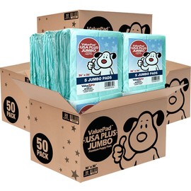 ValuePad USA Plus Puppy Pads, Jumbo 36x36 Inch, 200 Count Bulk Pack - Premium Puppy Pee Pads for Dogs, American Made Puppy Pads, Tear Resistant, Super Absorbent Polymer Gel Core, 5-Layer Design