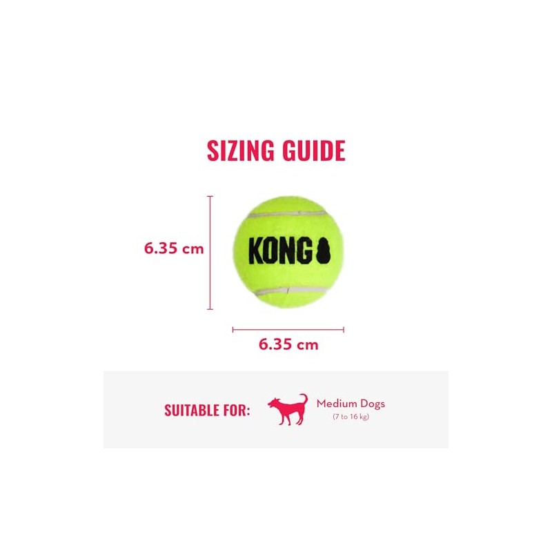 Kong Squeakair Balls, Color Amarillo, Mediano, Paquete de 6 Piezas
