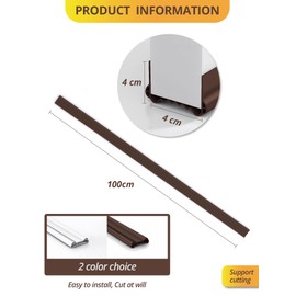 Vastaia 100 cm draught excluder for doors, suitable for 3-5 cm thickness, max gap filling 2.5 cm, can be cut freely, quick and easy to install, as sound insulation, cold protection (brown)