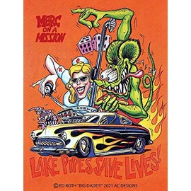 American Collectibles MERC on a Mission Rat Fink by Big Daddy Ed Roth Metal Sign