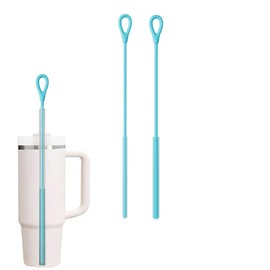 Straw Cleaner Brush, Silicone Reusable Straw Cleaner with Bendable Steel Core, Extra Long Straws Brush, Non-slip handle, No Deformation, 9mm&6mm, 2Pcs