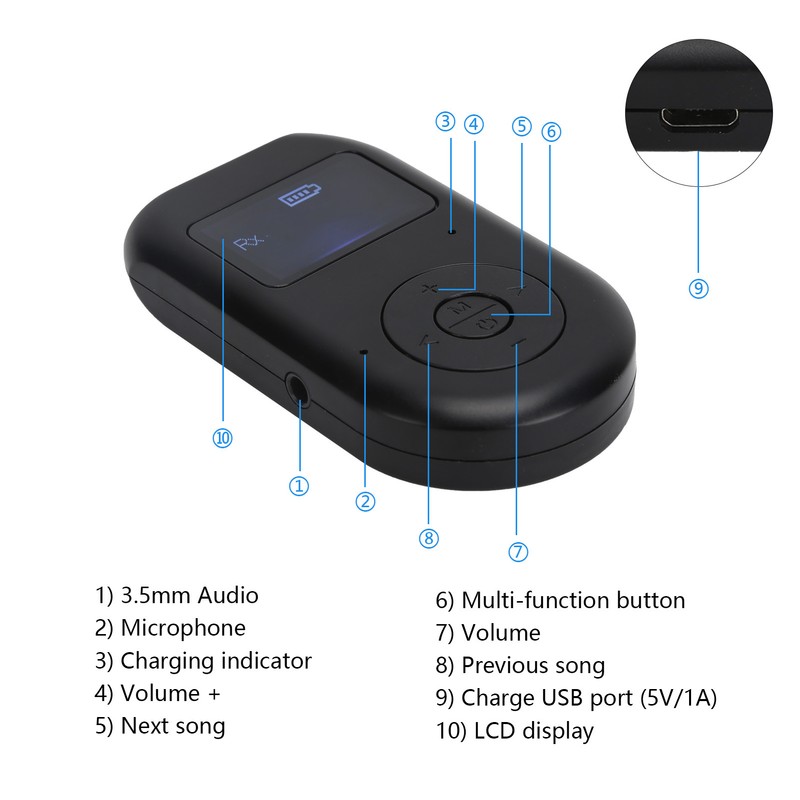 2 in 1 Bluetooth 5.0 Adapter Receiver Transmitter Audio Adapter