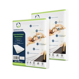 Sensalou Incontinence Fitted Sheet Waterproof Double Pack White 90 x 200 cm 2 x Set