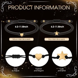 Misdary 40th 50th 60th 70th Birthday Party Gift for Women Adjustable Wish Bracelets with Heart Star Charm Thank You Cards for Anniversary Mom Men Guests Souvenirs Favors(50,60th Birthday)