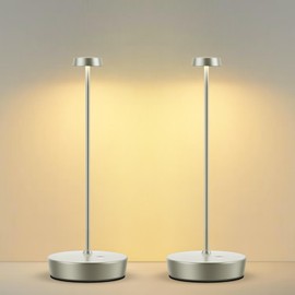 Sikevht 2Pack Cordless LED Table Lamp，Rechargeable Battery Desk Lamps, 3 Color Stepless Dimmable Metal Battery Table Lamps, Portable Table Light for Indoor/Outdoor/Restaurants/Bedroom/Bar