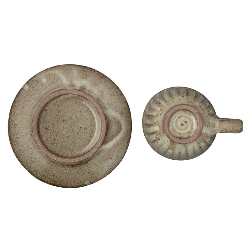 Marui MR-3-4384 Shigaraki Ware Loofah Cup & Saucer, Capacity Approx.