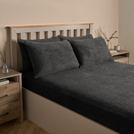 OHS Teddy Fleece Pillowcases, Fluffy Pillow Case Side Sleeper Warm Cosy Soft Thermal Pillowcase Fleece Hotel Quality Luxury Pillow Cover - Charcoal Grey, 2 Pack