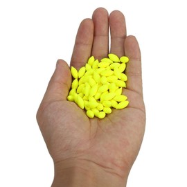 Pwshymi 100pcs Fishing Bead Glow Rig Beads Luminous Oval Shaped Fishing Beads Carp for Pool Lake River(Yellow),Plastic Fish Beads Luminous Round Oval Egg Beads Assortment Fishing Tackle Tools