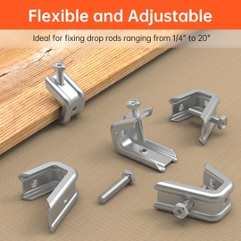 Fengone 1/4" x 20 Beam Clamp for Threaded Wire Ring, Zinc Plated Steel Beam Clamp with Harden Point Screws for 1/2 inch Flanges 50 Pack