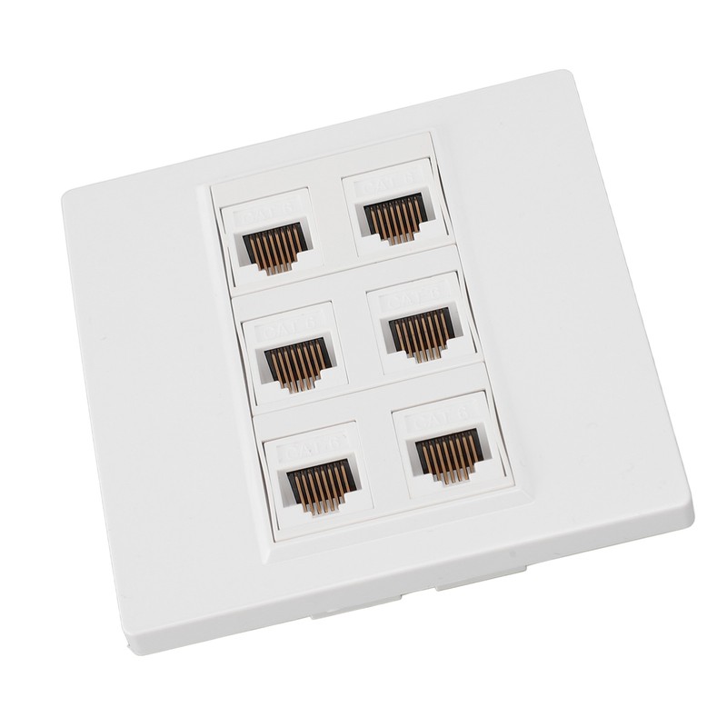 6 Port Cat 6 Ethernet Wall Plate Removable Female to
