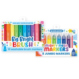 Ooly Thick Washable Markers Bundle of 18 Markers, Markers with Jumbo Grip, Washable Toddler Markers, Kids Markers Washable with Jumbo Barrel, Markers for Little Hands [Jumbo Grip Bundle]
