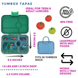 Yumbox TAPAS 5 compartment Larger Size Leakproof Bento Lunch Box (Palm Green Jungle)