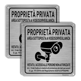 Goodvia Private Property Signs Aluminium 15 x 15 cm, Video Surveillance Area GDPR, Signs for Video Surveillance Area for Outdoor and Indoor Use