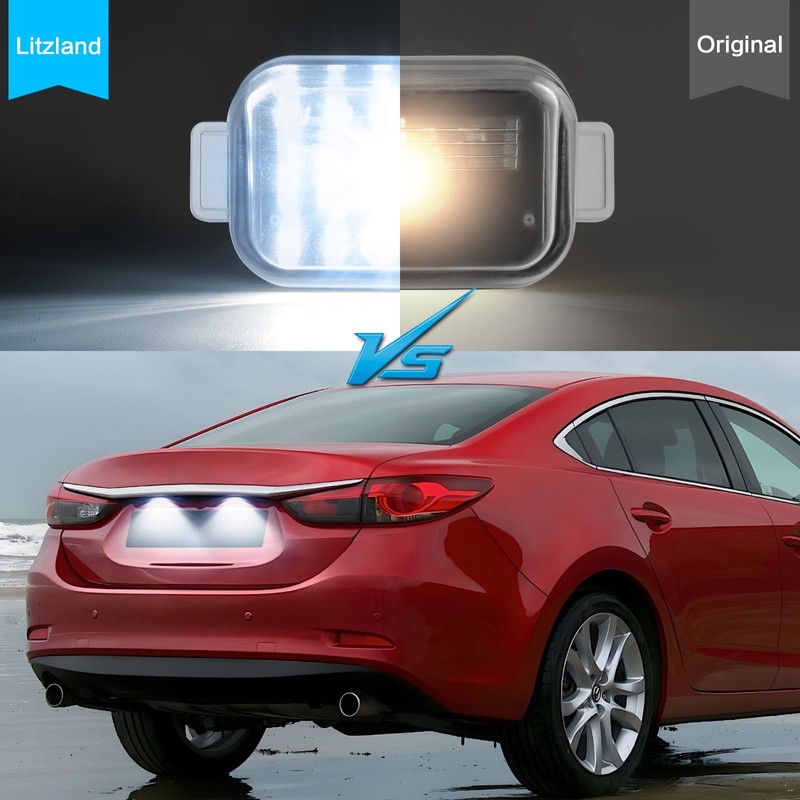litzland LED License Plate Light Tag Light Compatible with Mazda