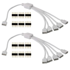 CESFONJER 2 Pack LED Strip Splitter, 1 to 5 Ports Female Connection Cable for 5050/3528 SMD LED Light Strip