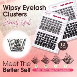Eyelash Clusters 10-16mm Mixed by FADVAN - 0.07mm Ultra Thin Band with D-Curl Cluster Lashes, Natural Volume DIY Lash Cluster Eyelash Extensions for Comfort Wear