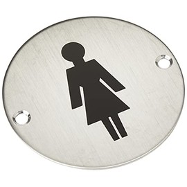 DISCOUNT HARDWARE UK 3793 Stainless Steel Door Sign Female Toilet Symbol 75mm