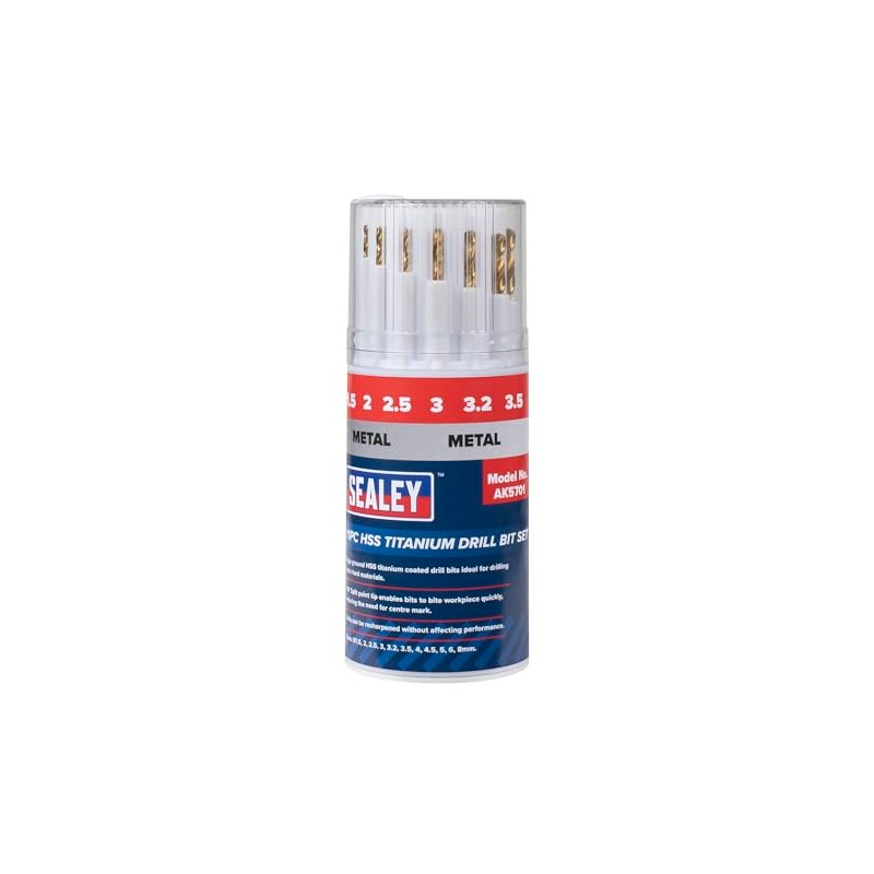 Sealey HSS Titanium Drill Bit Set 11pc - AK5701