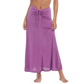 HDE Womens Ruched Cover Up Skirt Convertible Dress Swimsuit Coverup for Swimwear Orchid - S