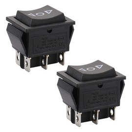 Baomain Momentary Rocker Switch 6 Pin DPDT Button On/Off/On AC 250V/10A 125V/15A Black Pack of 2