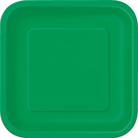 Unique 31860EU Square Environmentally Friendly Paper Plates 18 cm Emerald Green Colour Pack of 16 Emerald Green Pack of 16